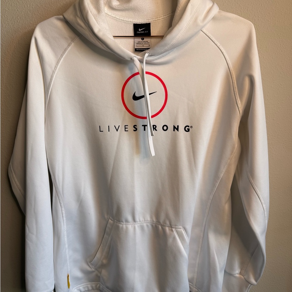 Nike White Hoodie with Red and Black Logo